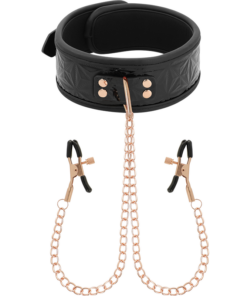 BEGME - BLACK EDITION COLLAR WITH NIPPLE CLAMPS WITH NEOPRENE LINING
