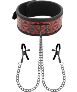BEGME - RED EDITION COLLAR WITH NIPPLE CLAMPS WITH NEOPRENE LINING