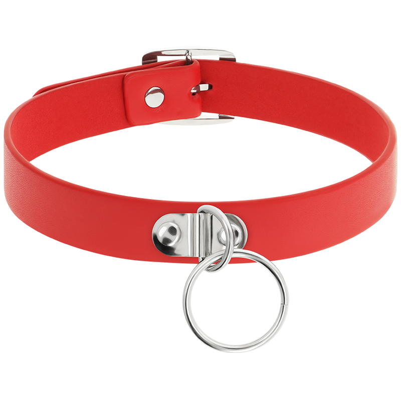 COQUETTE CHIC DESIRE - RED VEGAN LEATHER NECKLACE WOMAN FETISH ACCESSORY - Image 3