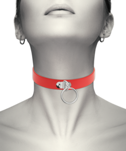 Alternative view of COQUETTE CHIC DESIRE - RED VEGAN LEATHER NECKLACE WOMAN FETISH ACCESSORY