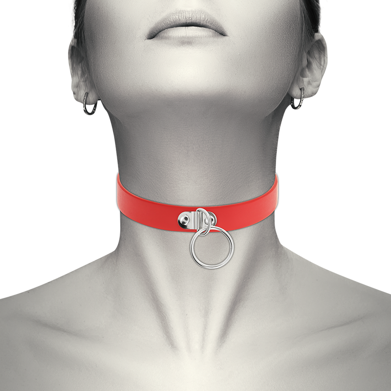COQUETTE CHIC DESIRE - RED VEGAN LEATHER NECKLACE WOMAN FETISH ACCESSORY - Image 2