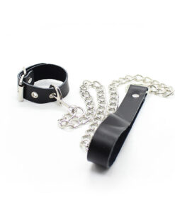 Alternative view of OHMAMA FETISH - PENIS NECKLACE AND LEATHER STRAP WITH METAL CHAIN