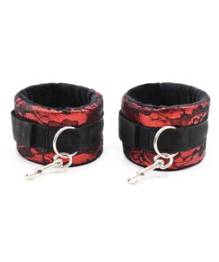 Alternative view of OHMAMA FETISH - VELVET HANDCUFFS WITH NYLON TAPE