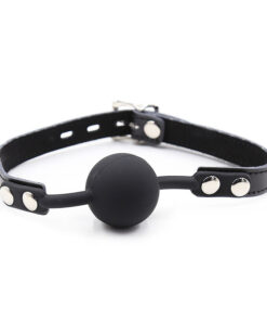 Alternative view of OHMAMA FETISH - SILICONE BALL GAG WITH LEATHER BELT (PADLOCK INCLUDED)