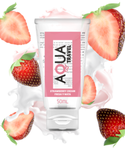 AQUA TRAVEL - STRAWBERRY CREAM FLAVOUR WATERBASED LUBRICANT - 50 ML
