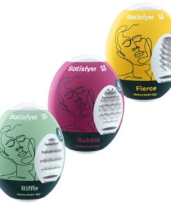 SATISFYER - 3 MASTURBATOR EGGS RIFFLE, BUBBLE  FIERCE