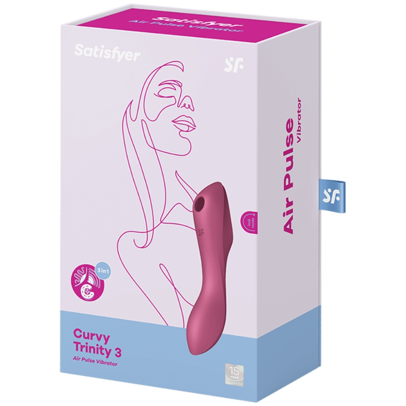 SATISFYER - CURVY TRINITY 3 AIR PULSE VIBRATOR RED - Image 3