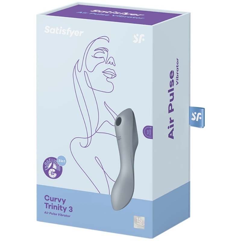 SATISFYER - CURVY TRINITY 3 AIR PULSE VIBRATOR GREY - Image 3