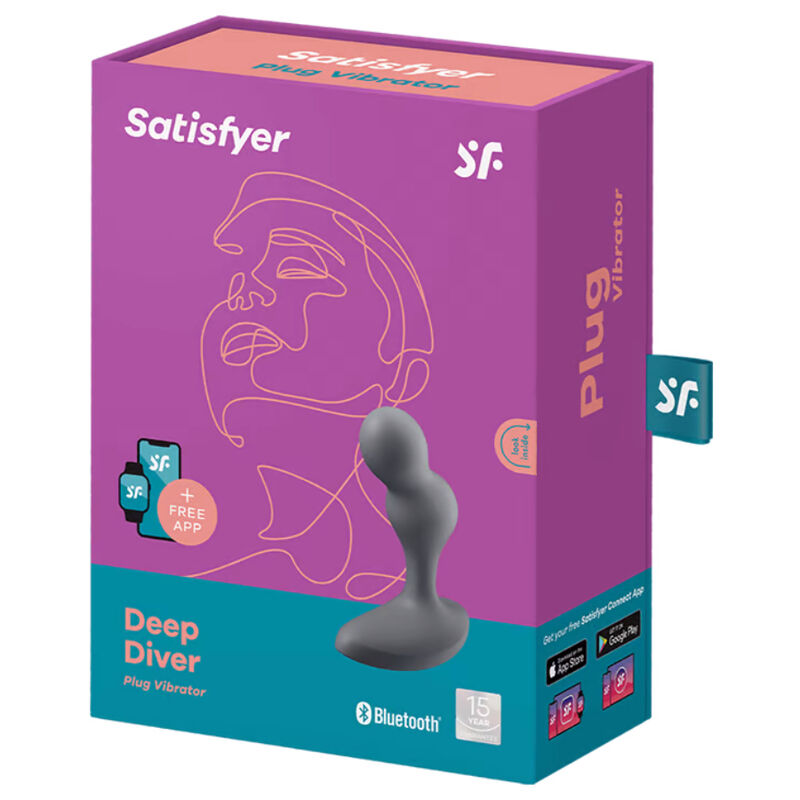 SATISFYER DEEP DIVER VIBRATING PLUG APP - GREY - Image 4