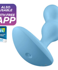 SATISFYER DEEP DIVER VIBRATING PLUG APP - BLUE