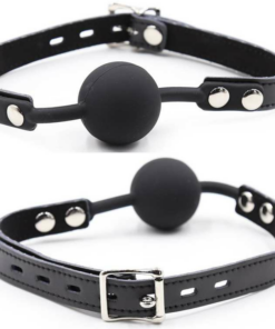 OHMAMA FETISH - SILICONE BALL GAG WITH LEATHER BELT (PADLOCK INCLUDED)