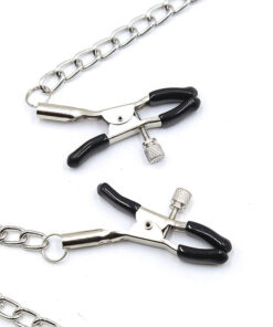 Alternative view of OHMAMA FETISH BLACK BALL GAG WITH NIPPLE CLAMPS