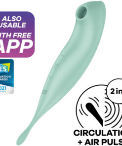 SATISFYER TWIRLING PRO+ AIR PULSE STIMULATOR  VIBRATOR APP - GREEN