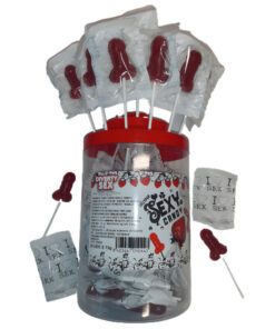 DIABLO PICANTE - 50 STRAWBERRY  CHERRY CANDY PENIS LOLLIPOP 50 UNITS