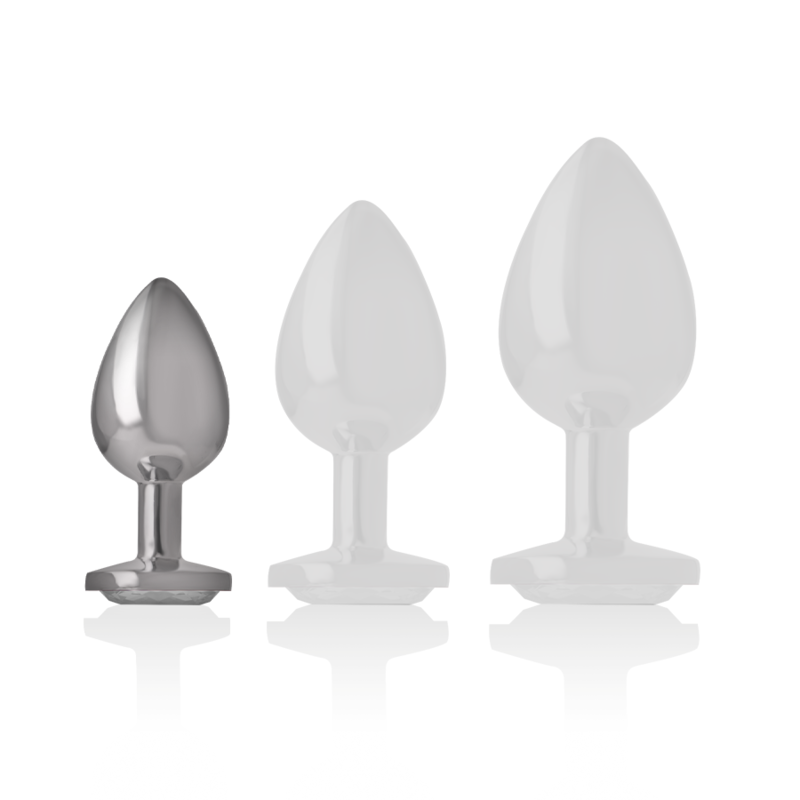 INTENSE - ALUMINUM METAL ANAL PLUG WITH SILVER CRYSTAL SIZE S - Image 3
