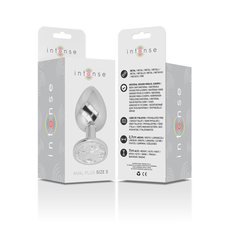 INTENSE - ALUMINUM METAL ANAL PLUG WITH SILVER CRYSTAL SIZE S - Image 5