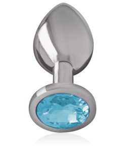 Alternative view of INTENSE - ALUMINUM METAL ANAL PLUG WITH BLUE CRYSTAL SIZE S
