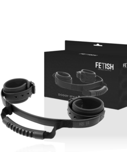 Alternative view of FETISH SUBMISSIVE - NOPRENE LINING HANDCUFFS WITH HANDLE