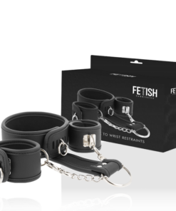 Alternative view of FETISH SUBMISSIVE - VEGAN LEATHER NECKLACE AND HANDCUFFS WITH NOPRENE LINING