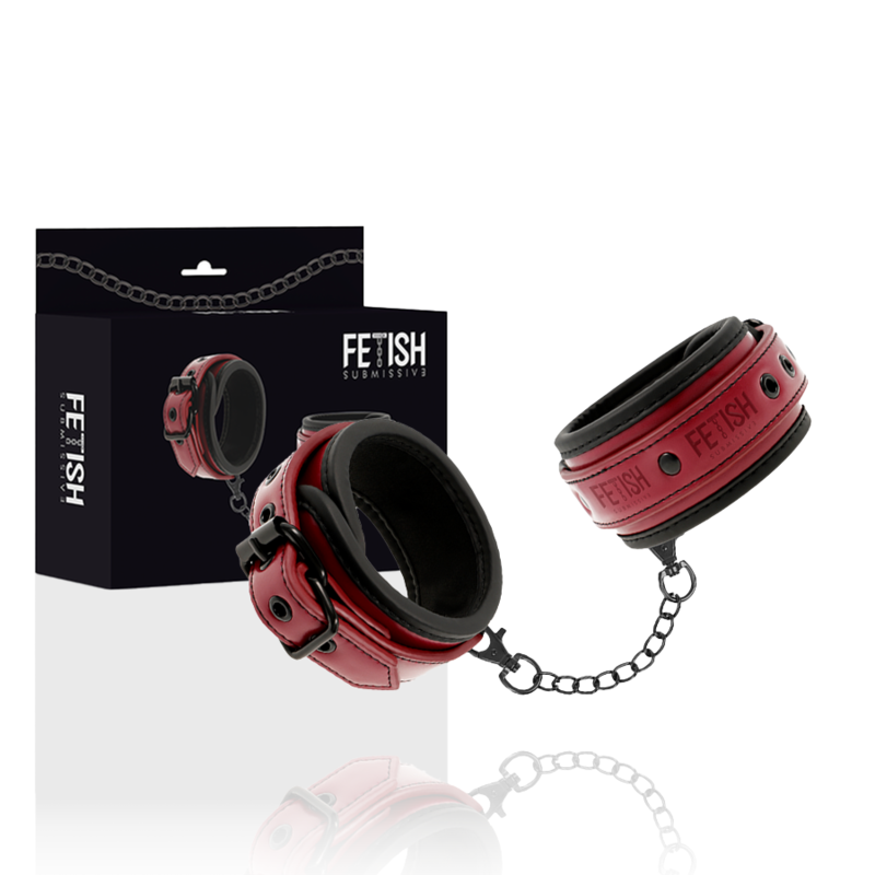 FETISH SUBMISSIVE DARK ROOM - VEGAN LEATHER HANDCUFFS WITH NEOPRENE LINING - Image 2