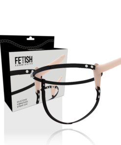 Alternative view of FETISH SUBMISSIVE HARNESS - FLESH SILICONE VIBRATOR 15 CM