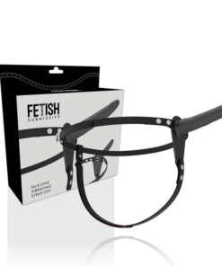 Alternative view of FETISH SUBMISSIVE HARNESS - BLACK SILICONE VIBRATOR 15 CM