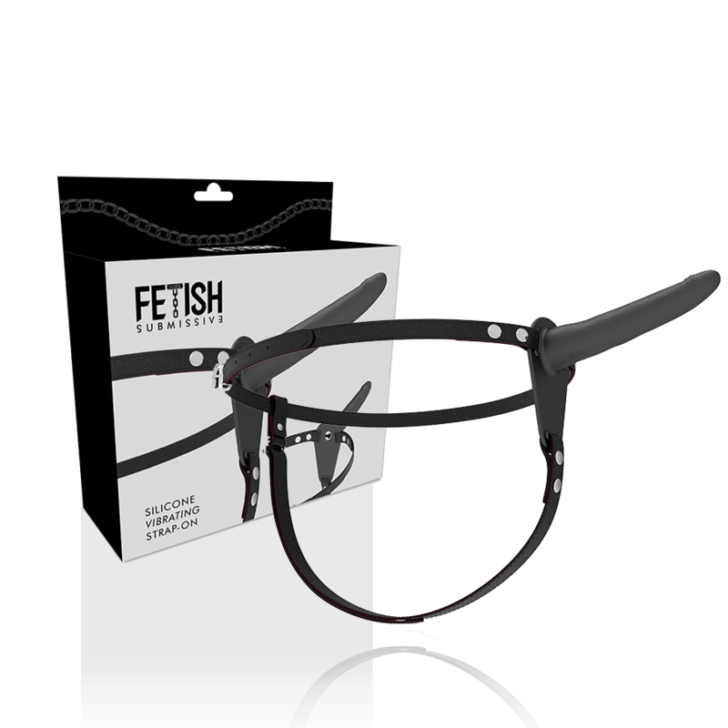 FETISH SUBMISSIVE HARNESS - BLACK SILICONE VIBRATOR 15 CM - Image 2