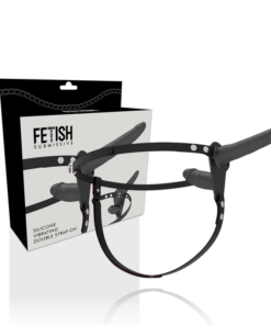 Alternative view of FETISH SUBMISSIVE HARNESS - DOUBLE PENETRATION BLACK VIBRATOR