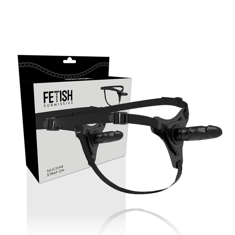 FETISH SUBMISSIVE HARNESS - REALISTIC BLACK SILICONE 15 CM - Image 2