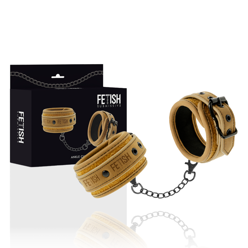 FETISH SUBMISSIVE ORIGEN - VEGAN LEATHER ANKLE CUFFS WITH NEOPRENE LINING - Image 2