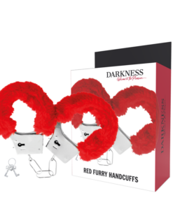 DARKNESS - RED LINED METAL HANDCUFFS