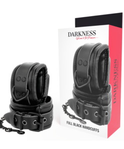DARKNESS - ADJUSTABLE BLACK LEATHER HANDS HANDCUFFS