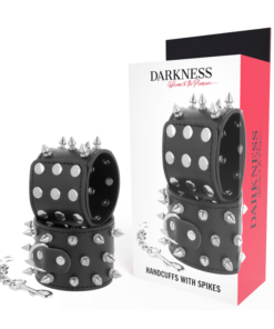 DARKNESS - SKULLS AND BONES BLACK SPIKED HANDCUFFS