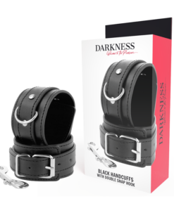 DARKNESS - BLACK ADJUSTABLE HANDCUFFS WITH DOUBLE REINFORCEMENT TAPE