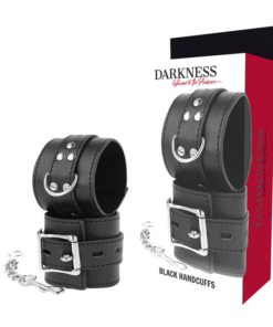 DARKNESS - BLACK LEATHER HANDCUFFS