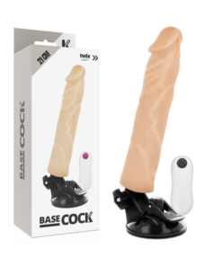 BASECOCK REALISTIC VIBRATOR WHITE REMOTE CONTROL FLESH 21 CM