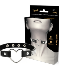 COQUETTE CHIC DESIRE - VEGAN LEATHER CHOKER WITH HEART