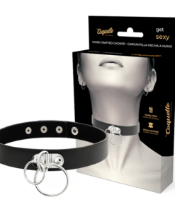 COQUETTE CHIC DESIRE - DOUBLE RING VEGAN LEATHER CHOKER