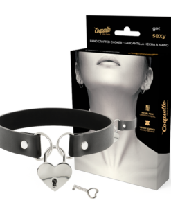 COQUETTE CHIC DESIRE - VEGAN LEATHER NECKLACE WITH HEART ACCESSORY WITH KEY