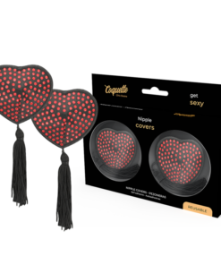 COQUETTE CHIC DESIRE - NIPPLE COVERS HEART BLACK / RED