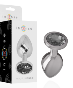 INTENSE - ALUMINUM METAL ANAL PLUG WITH BLACK CRYSTAL SIZE S
