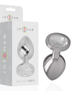 INTENSE - ALUMINUM METAL ANAL PLUG WITH SILVER CRYSTAL SIZE S