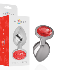 INTENSE - ALUMINUM METAL ANAL PLUG WITH RED CRYSTAL SIZE L