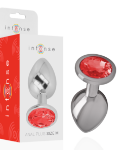 INTENSE - METAL ANAL PLUG WITH RED CRYSTAL SIZE M