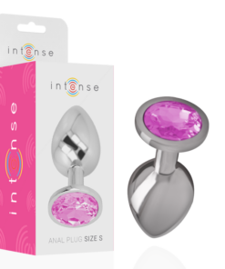 INTENSE - ALUMINUM METAL ANAL PLUG WITH PINK CRYSTAL SIZE S