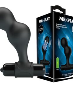 MR PLAY - BLACK SILICONE VIBRATOR ANAL PLUG