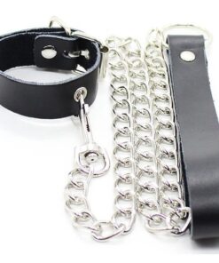 OHMAMA FETISH - PENIS NECKLACE AND LEATHER STRAP WITH METAL CHAIN