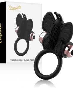 COQUETTE CHIC DESIRE - COCK RING BUTTERFLY WITH VIBRATOR BLACK/ GOLD