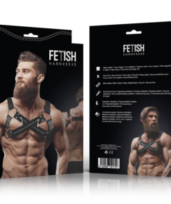 Alternative view of FETISH SUBMISSIVE ATTITUDE - ADJUSTABLE NEOPRENE CROSS-OVER CHEST BULLDOG HARNESS WITH ZIPPERS FOR MEN