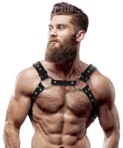 FETISH SUBMISSIVE ATTITUDE - MENS ECO-LEATHER CHEST HARNESS WITH STUDS
